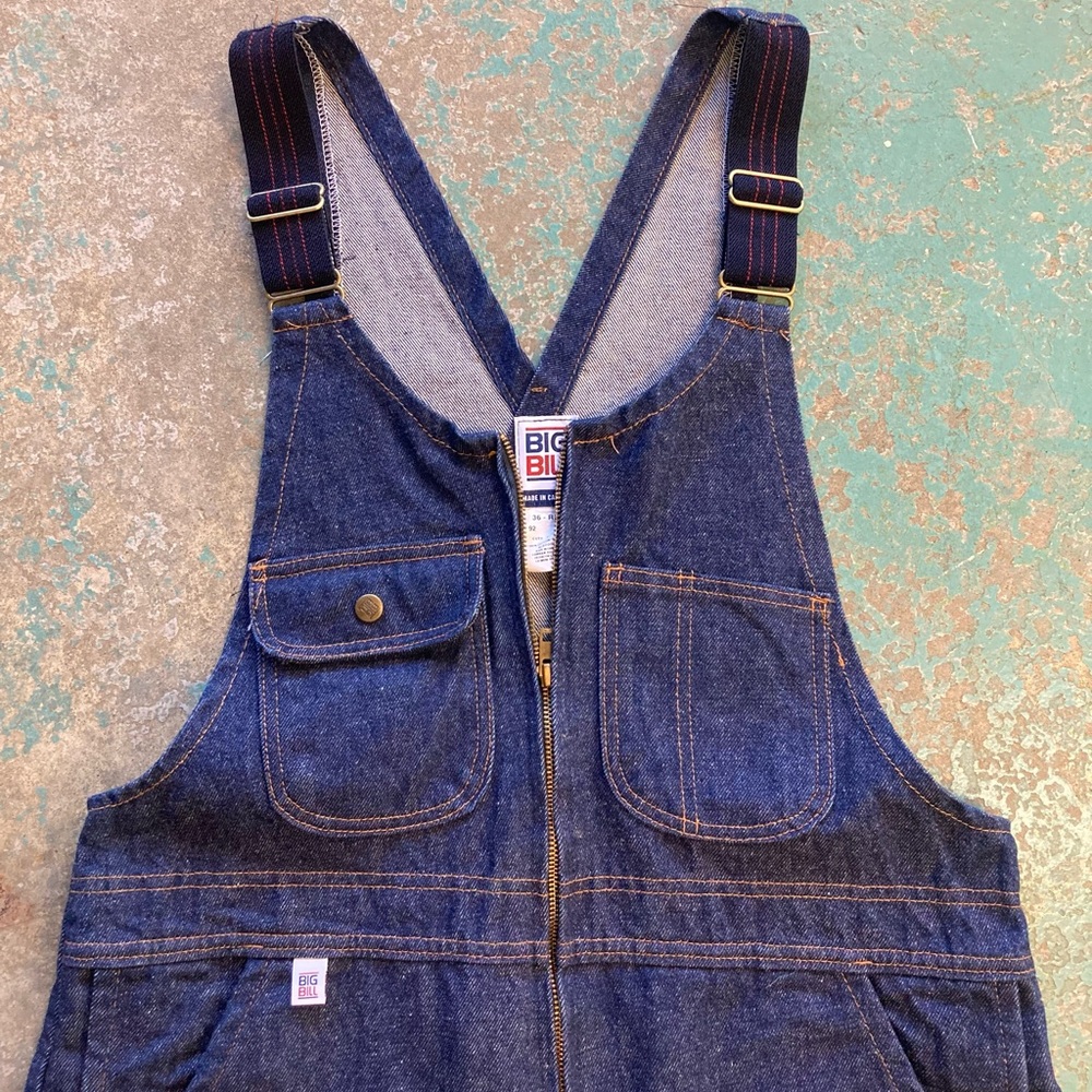 Big Bill Denim Overalls Shorts Size 36 tags Romper Dark Waxy Jeans Jean Overall